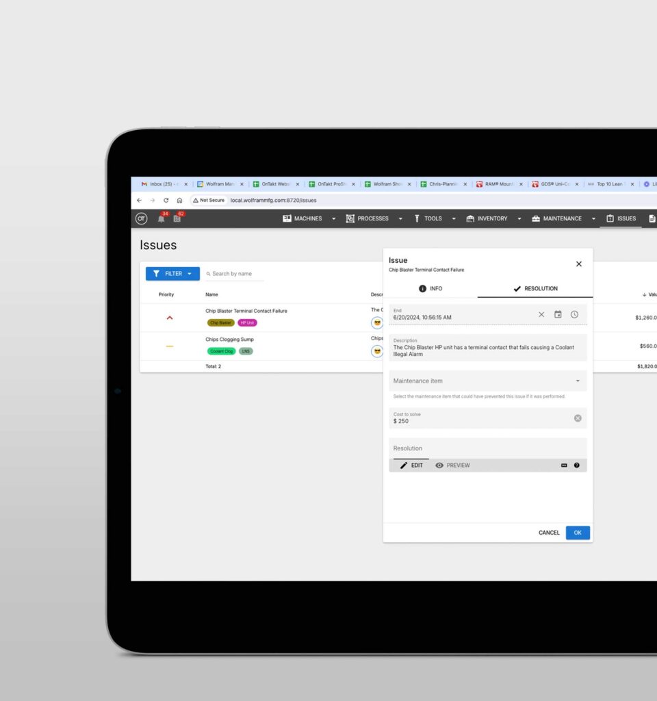 OnTakt Continuous Improvement with Downtime Feature